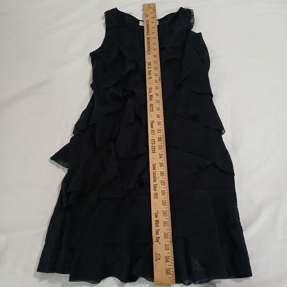 LOFT 4 Black Sleeveless Swiss Dot Ruffled Layers Polyester Rayon Blend Dress - Picture 12 of 15